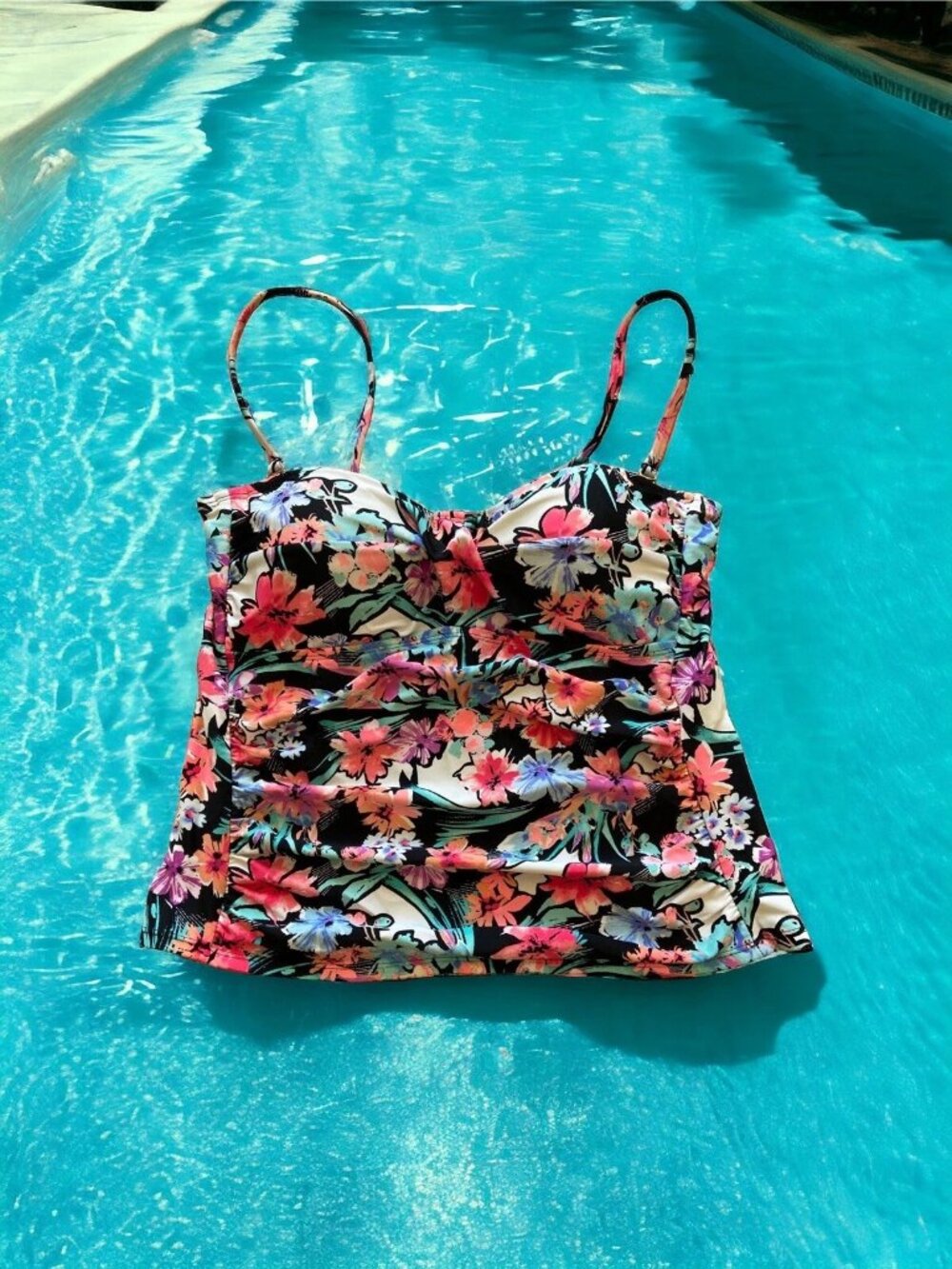 Catalina Collections Tankini Floral & Black Size M